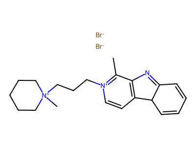 9H-Pyrido(3,4-b)indolium, 1-methyl-2-(3-(1-methylpiperidinio)propyl)-, dibromide structure