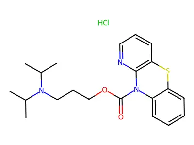 10H-Pyrido(3,2-b)(1,4)benzothiazine-10-carboxylic acid, 3-(diisopropylamino)propyl ester, hydrochloride structure