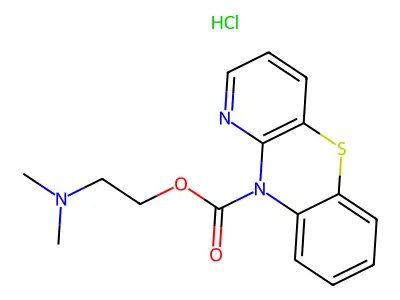 10H-Pyrido(3,2-b)(1,4)benzothiazine-10-carboxylic acid, 2-dimethylaminoethyl ester, hydrochloride structure