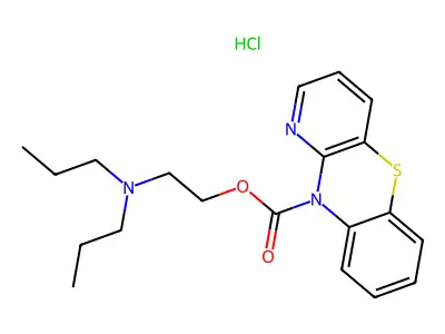 10H-Pyrido(3,2-b)(1,4)benzothiazine-10-carboxylic acid, 2-dipropylaminoethyl ester, hydrochloride structure