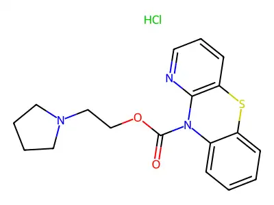 10H-Pyrido(3,2-b)(1,4)benzothiazine-10-carboxylic acid, 2-(1-pyrrolidinyl)ethyl ester, hydrochloride structure