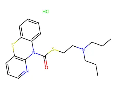 10H-Pyrido(3,2-b)(1,4)benzothiazine-10-carbothioic acid, S-(2-dipropylaminoethyl) ester, hydrochloride structure