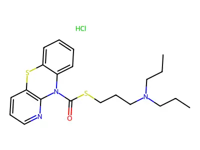 10H-Pyrido(3,2-b)(1,4)benzothiazine-10-carbothioic acid, S-(3-dipropylaminopropyl) ester, hydrochloride structure