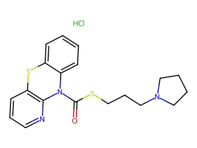 10H-Pyrido(3,2-b)(1,4)benzothiazine-10-carbothioic acid, S-(3-(1-pyrrolidinyl)propyl)ester, hydrochloride structure