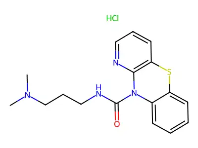 10H-Pyrido(3,2-b)(1,4)benzothiazine-10-carboxamide, N-(3-(dimethylamino)propyl)-, hydrochloride structure