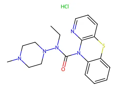 10H-Pyrido(3,2-b)(1,4)benzothiazine-10-carboxamide, N-ethyl-N-(N-methyl-4-piperidino)-, hydrochloride structure