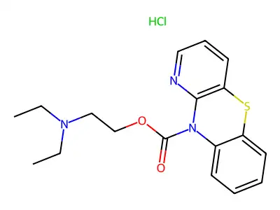 10H-Pyrido(3,2-b)(1,4)benzothiazine-10-carboxylic acid, 2-(diethylaminoethyl) ester, hydrochloride structure