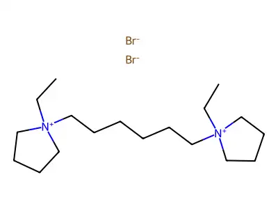 1,1'-(Hexane-1,6-diyl)bis(1-ethylpyrrolidin-1-ium) dibromide structure