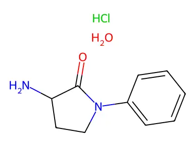 3-Amino-1-phenylpyrrolidin-2-one--hydrogen chloride--water (1/1/1) structure