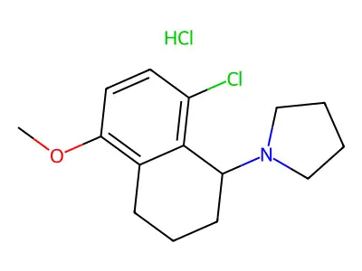Naphthalene, 1,2,3,4-tetrahydro-8-chloro-5-methoxy-1-(1-pyrrolidinyl)-, hydrochloride structure