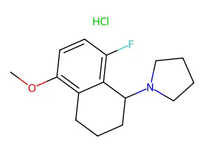 Pyrrolidine, 1-(1,2,3,4-tetrahydro-8-fluoro-5-methoxynaphthyl)-, hydrochloride structure