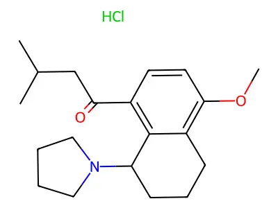 Naphthalene, 8-isovaleryl-5-methoxy-1-(1-pyrrolidinyl)-1,2,3,4-tetrahydro-, hydrochloride structure
