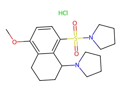 Pyrrolidine, 1-(1,2,3,4-tetrahydro-5-methoxy-8-(1-pyrrolidinylsulfonyl)naphthyl)-, hydrochloride structure