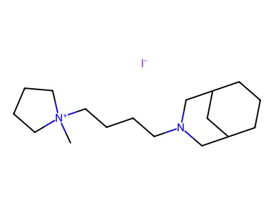 Pyrrolidinium, 1-(4-(3-azabicyclo(3.3.1)non-3-yl)butyl)-1-methyl-, iodide structure