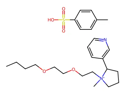 1-(2-(2-Butoxyethoxy)ethyl)-1-methyl-2-(3-pyridyl)pyrrolidinium p-toluenesulfonate structure