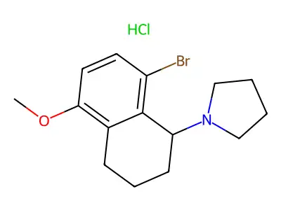 Pyrrolidine, 1-(1,2,3,4-tetrahydro-8-bromo-5-methoxynaphthyl)-, hydrochloride structure