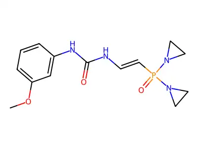 Bis(1-aziridinyl)[2-[3-(3-methoxyphenyl)ureido]vinyl]phosphine oxide structure