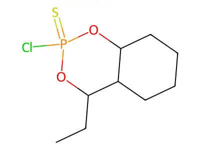 2-Chloro-4-ethylhexahydro-4H-1,3,2-benzodioxaphosphorin, 2-sulfide structure