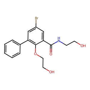 Benzamide, 5-bromo-2-(beta-hydroxyethoxy)-N-(beta-hydroxyethyl)-3-phenyl- structure