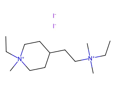 Piperidinium, 1-ethyl-4-(2-(ethyldimethylammonio)ethyl)-1-methyl-, diiodide structure