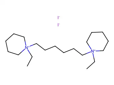 1,1'-(Hexane-1,6-diyl)bis(1-ethylpiperidin-1-ium) diiodide structure