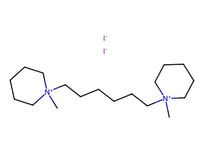 1,1'-(Hexane-1,6-diyl)bis(1-methylpiperidin-1-ium) diiodide structure