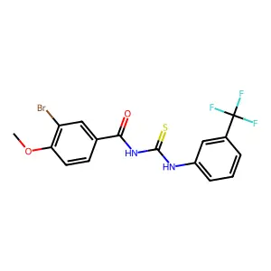 3-bromo-4-methoxy-N-{[3-(trifluoromethyl)phenyl]carbamothioyl}benzamide structure
