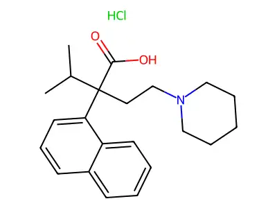 1-Piperidinebutyric acid, alpha-isopropyl-alpha-1-naphthyl-, hydrochloride structure
