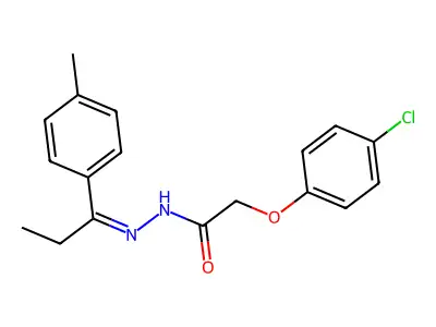 2-(4-chlorophenoxy)-N-[1-(4-methylphenyl)propylideneamino]acetamide structure