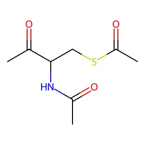 S-(2-Acetamido-3-oxobutyl) ethanethioate structure