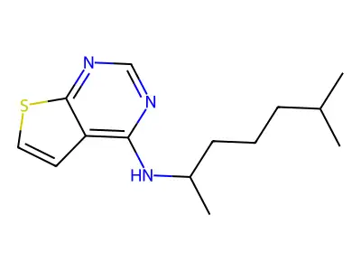 N-(6-methylheptan-2-yl)thieno[2,3-d]pyrimidin-4-amine structure