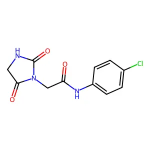 N-(4-chlorophenyl)-2-(2,5-dioxoimidazolidin-1-yl)acetamide structure