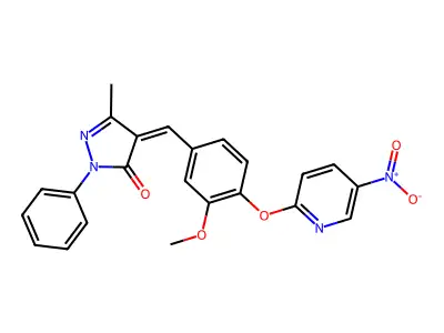 (4Z)-4-[[3-methoxy-4-(5-nitropyridin-2-yl)oxyphenyl]methylidene]-5-methyl-2-phenylpyrazol-3-one structure