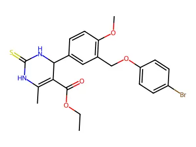 ethyl 4-{3-[(4-bromophenoxy)methyl]-4-methoxyphenyl}-6-methyl-2-thioxo-1,2,3,4-tetrahydropyrimidine-5-carboxylate structure