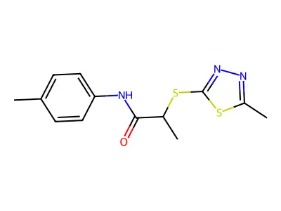 N-(4-methylphenyl)-2-[(5-methyl-1,3,4-thiadiazol-2-yl)sulfanyl]propanamide structure