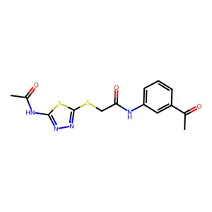 2-{[5-(acetylamino)-1,3,4-thiadiazol-2-yl]sulfanyl}-N-(3-acetylphenyl)acetamide structure