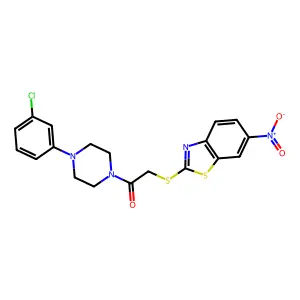 1-[4-(3-chlorophenyl)piperazin-1-yl]-2-[(6-nitro-1,3-benzothiazol-2-yl)sulfanyl]ethanone structure