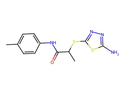 2-[(5-amino-1,3,4-thiadiazol-2-yl)sulfanyl]-N-(4-methylphenyl)propanamide structure