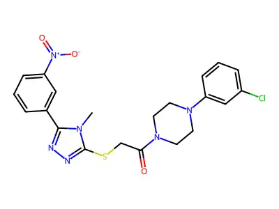 1-[4-(3-chlorophenyl)piperazin-1-yl]-2-[[4-methyl-5-(3-nitrophenyl)-1,2,4-triazol-3-yl]sulfanyl]ethanone structure