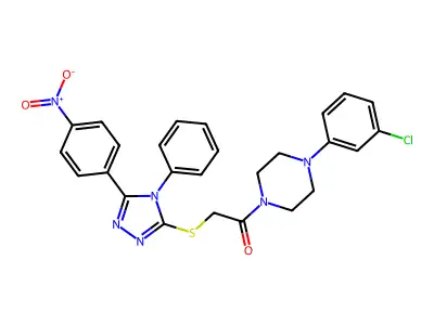 1-[4-(3-chlorophenyl)piperazin-1-yl]-2-[[5-(4-nitrophenyl)-4-phenyl-1,2,4-triazol-3-yl]sulfanyl]ethanone structure