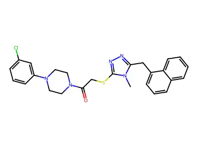 1-[4-(3-chlorophenyl)piperazin-1-yl]-2-[[4-methyl-5-(naphthalen-1-ylmethyl)-1,2,4-triazol-3-yl]sulfanyl]ethanone structure