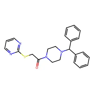 1-[4-(Diphenylmethyl)piperazin-1-yl]-2-(pyrimidin-2-ylsulfanyl)ethanone structure