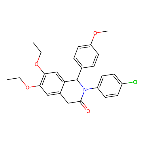 2-(4-chlorophenyl)-6,7-diethoxy-1-(4-methoxyphenyl)-1,4-dihydroisoquinolin-3(2H)-one structure