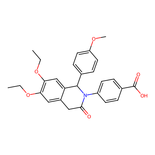4-[6,7-diethoxy-1-(4-methoxyphenyl)-3-oxo-3,4-dihydroisoquinolin-2(1H)-yl]benzoic acid structure