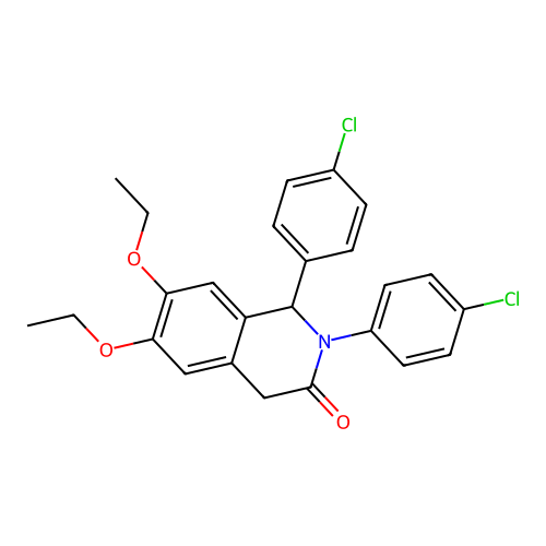 1,2-bis(4-chlorophenyl)-6,7-diethoxy-1,4-dihydroisoquinolin-3(2H)-one structure