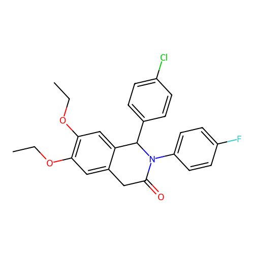 1-(4-chlorophenyl)-6,7-diethoxy-2-(4-fluorophenyl)-1,4-dihydroisoquinolin-3-one structure