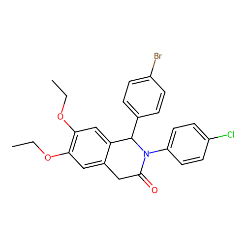 1-(4-bromophenyl)-2-(4-chlorophenyl)-6,7-diethoxy-1,4-dihydroisoquinolin-3(2H)-one structure