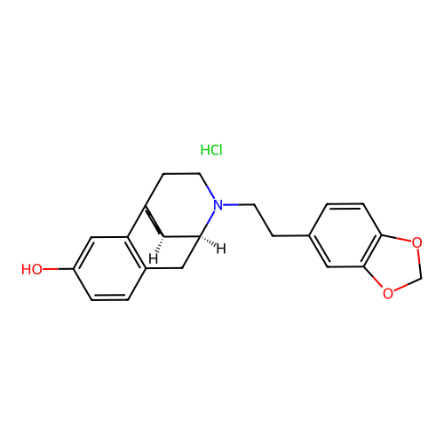 Morphinan-3-ol, 17-(3,4-methylenedioxy)phenethyl-, hydrochloride, (+)- structure