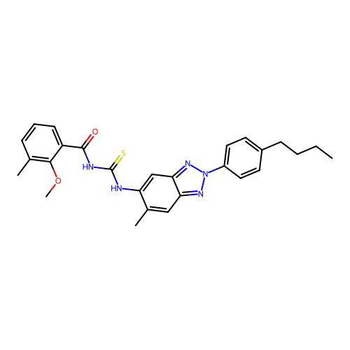 N-[[2-(4-butylphenyl)-6-methylbenzotriazol-5-yl]carbamothioyl]-2-methoxy-3-methylbenzamide structure
