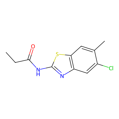 N-(5-chloro-6-methyl-1,3-benzothiazol-2-yl)propanamide structure